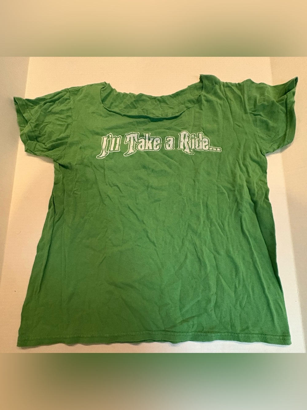 Women's Green Graphic Short Sleeve Tee - 'I'll Take a Ride' Jason Aldean